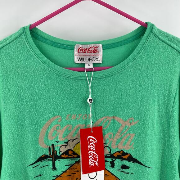 WILDFOX x Coca Cola Sweatshirt Size Small Travel Refreshed Graphic Green NWT - Picture 10 of 16